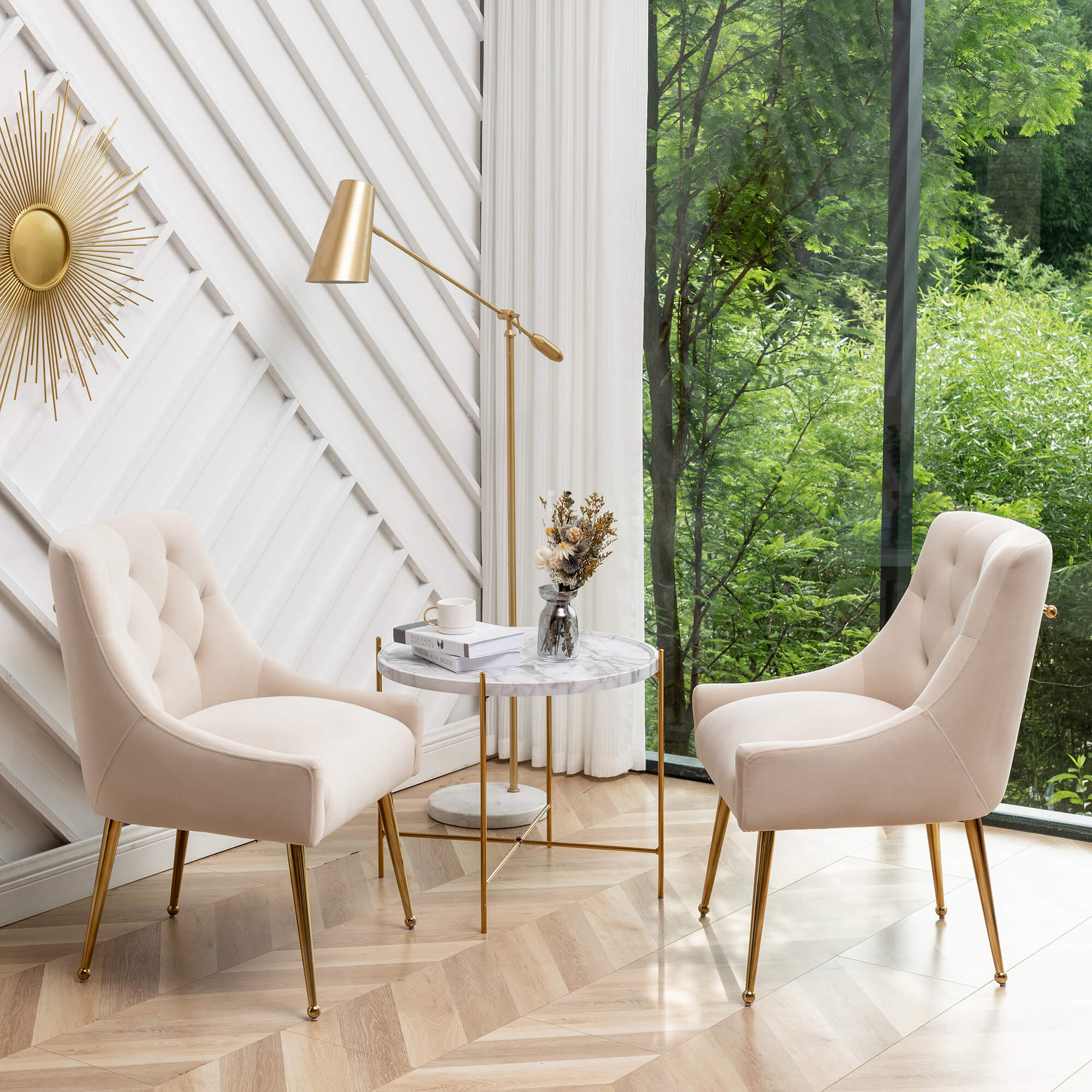 SEYNAR Modern Dining Chairs Set of 2/4/6, Upholstered Accent Chair Tufted Back Armless Chair with Back Pull