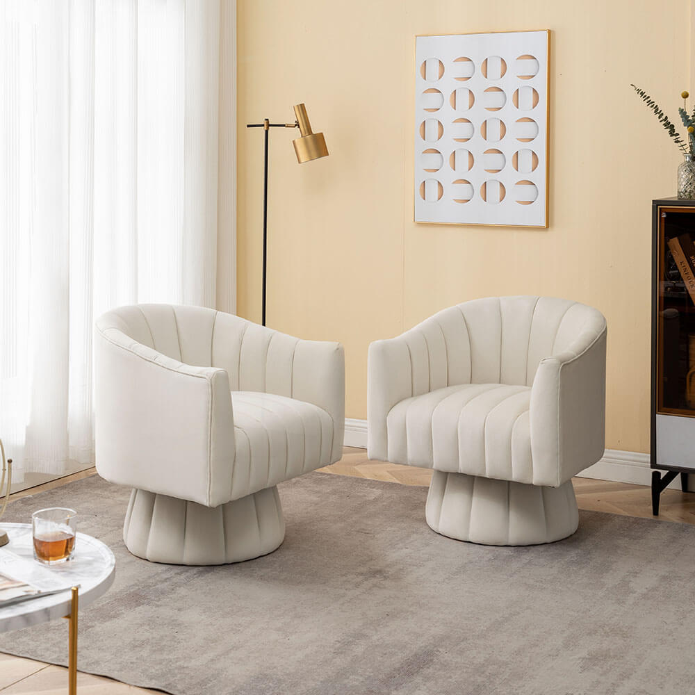 SEYNAR Accent Chair Mid Century 360 Degree Swivel Chair Set of 2/Single