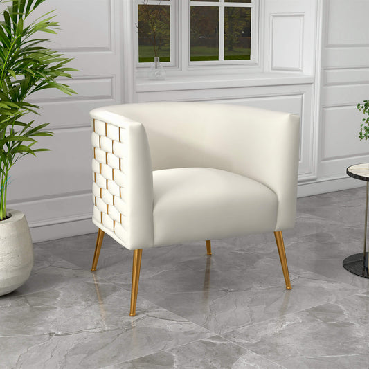 SEYNAR Mid-Century Modern Velvet Barrel Accent Chair, Round Upholstered Living Room Chair with Gold Finish Metal Base(Single/Set of 2)