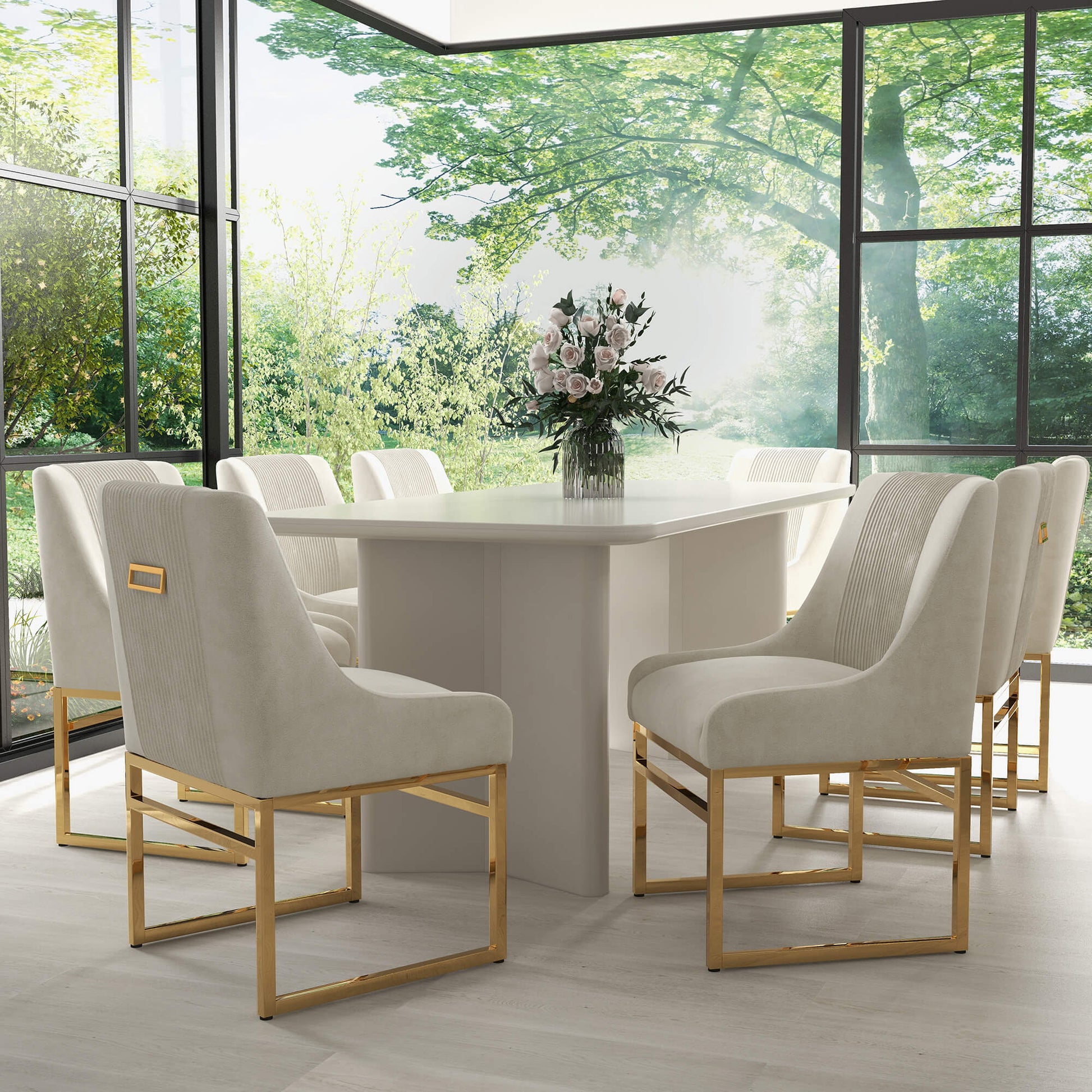 SEYNAR Contempoary Velvet Dining Chair with Metal Frame Legs, set of 2/4/6/8