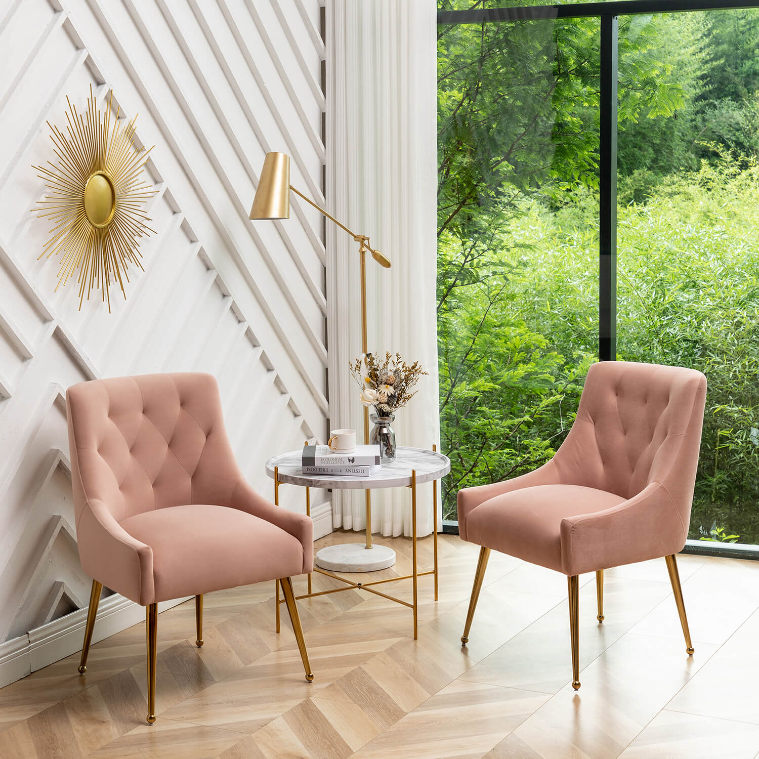 SEYNAR Modern Dining Chairs Set of 2/4/6, Upholstered Accent Chair Tufted Back Armless Chair with Back Pull