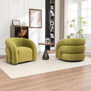 SEYNAR Modern Glam Velvet 360 Degree Swivel Accent Armchair with Tufted Back