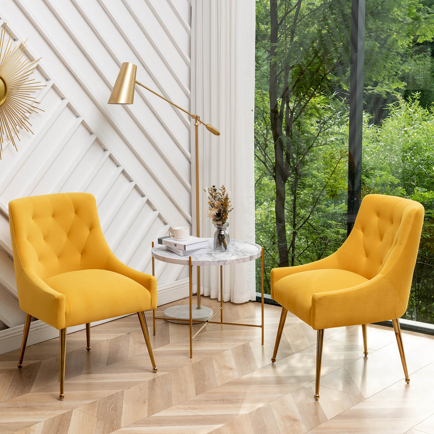 SEYNAR Modern Dining Chairs Set of 2/4/6, Upholstered Accent Chair Tufted Back Armless Chair with Back Pull