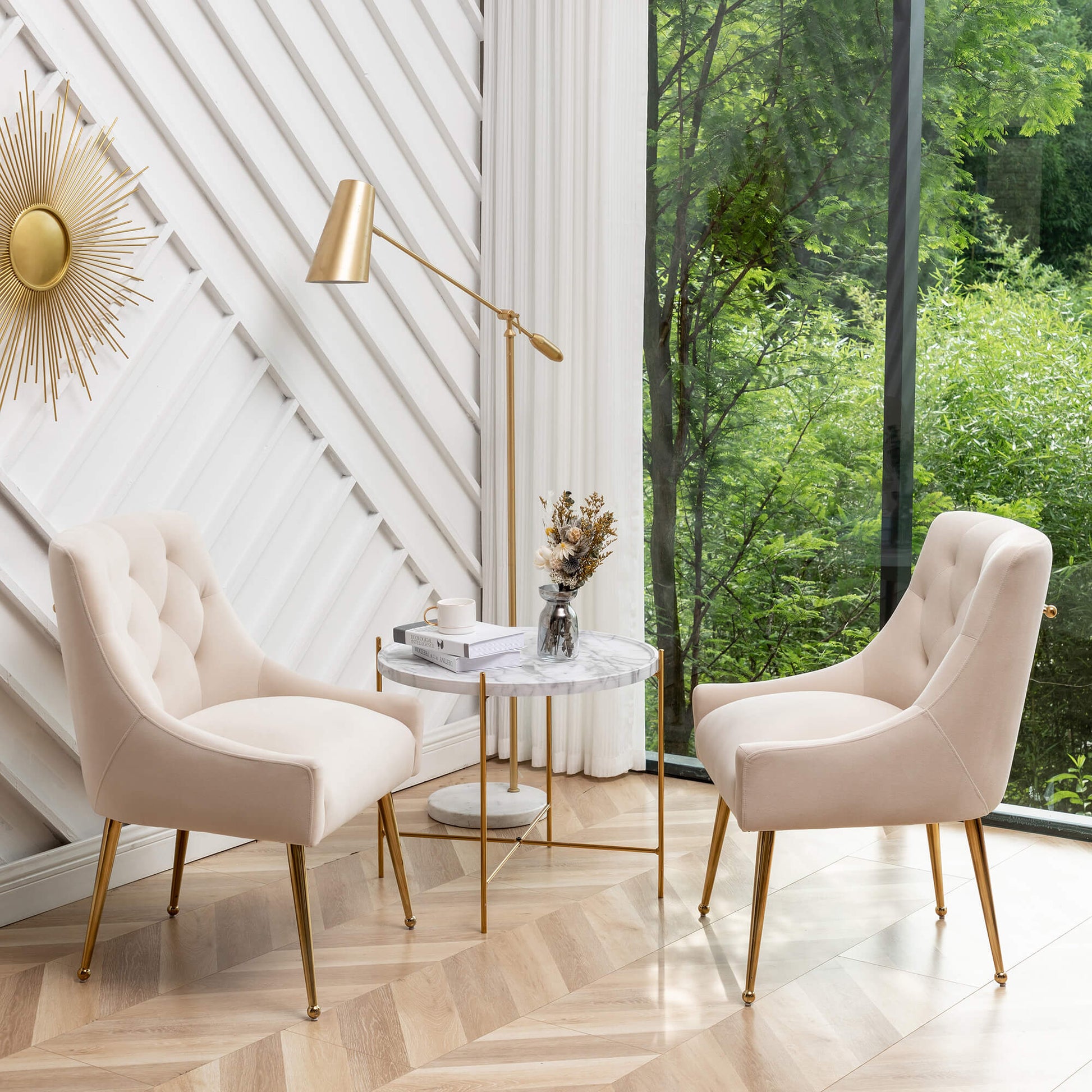 SEYNAR Modern Dining Chairs Set of 2/4/6, Upholstered Accent Chair Tufted Back Armless Chair with Back Pull