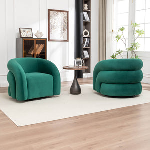 SEYNAR Modern Glam Velvet 360 Degree Swivel Accent Armchair with Tufted Back