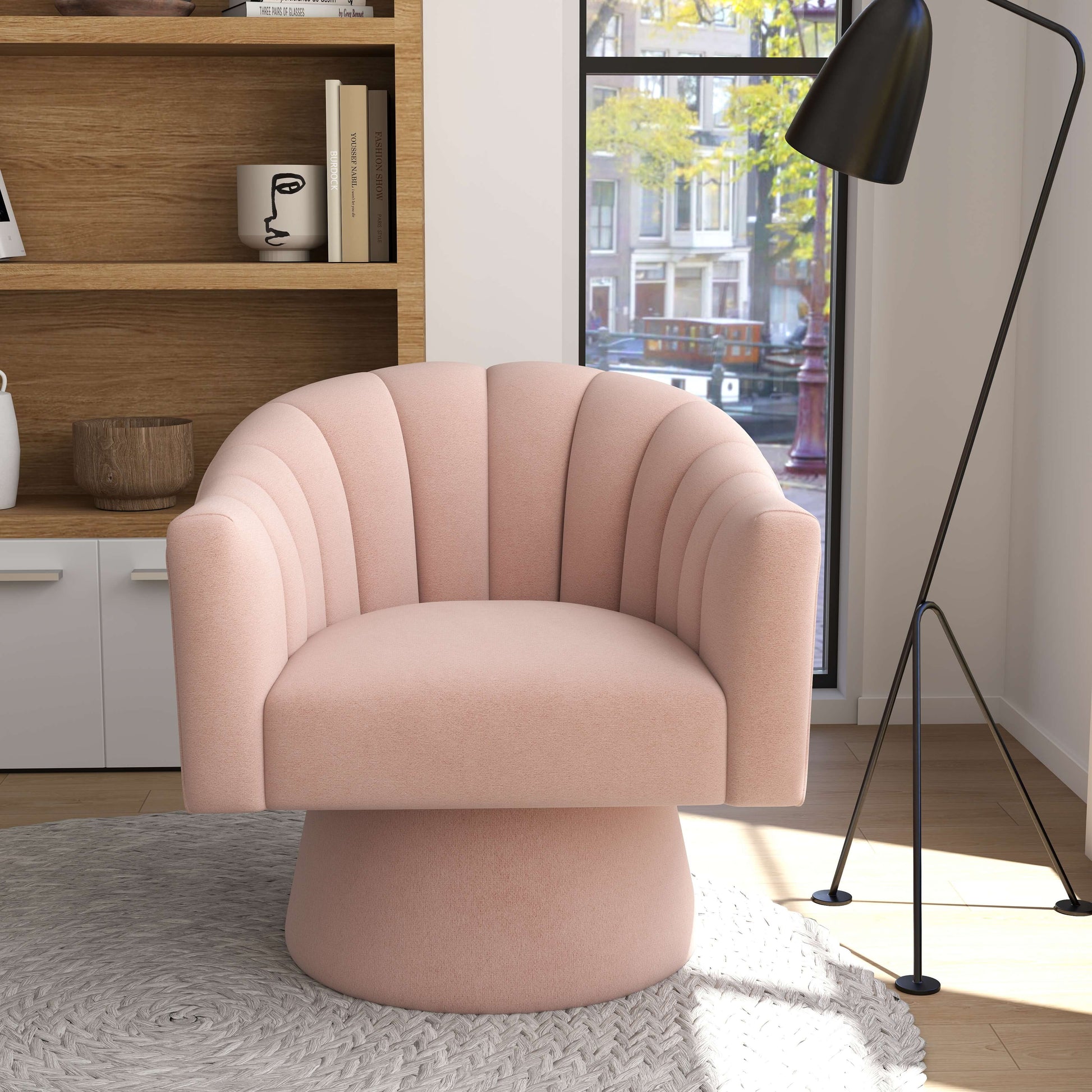 SEYNAR Modern Glam Velvet Upholstered Round Swivel Accent Arm Barrel Chair for Living Room(Single/Set of 2)