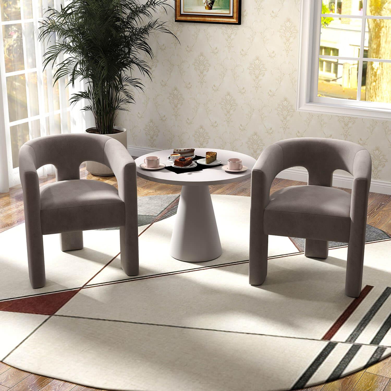 SEYNAR Modern Glam Velvet Upholstered Dining Chair, Open-Back Accent Chair