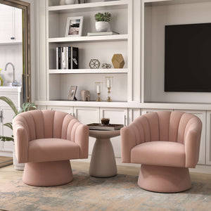 SEYNAR Modern Glam Velvet Upholstered Round Swivel Accent Arm Barrel Chair for Living Room(Single/Set of 2)