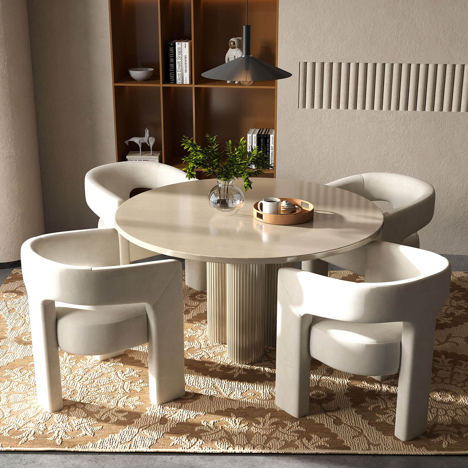 SEYNAR Modern Glam Velvet Upholstered Dining Chair, Open-Back Accent Chair