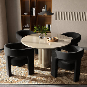 SEYNAR Modern Glam Velvet Upholstered Dining Chair, Open-Back Accent Chair