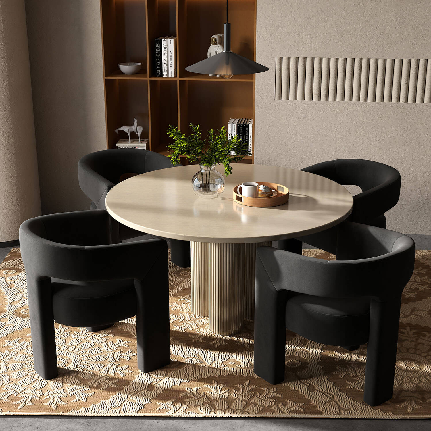 SEYNAR Modern Glam Velvet Upholstered Dining Chair, Open-Back Accent Chair