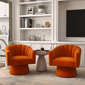SEYNAR Modern Glam Velvet Upholstered Round Swivel Accent Arm Barrel Chair for Living Room(Single/Set of 2)