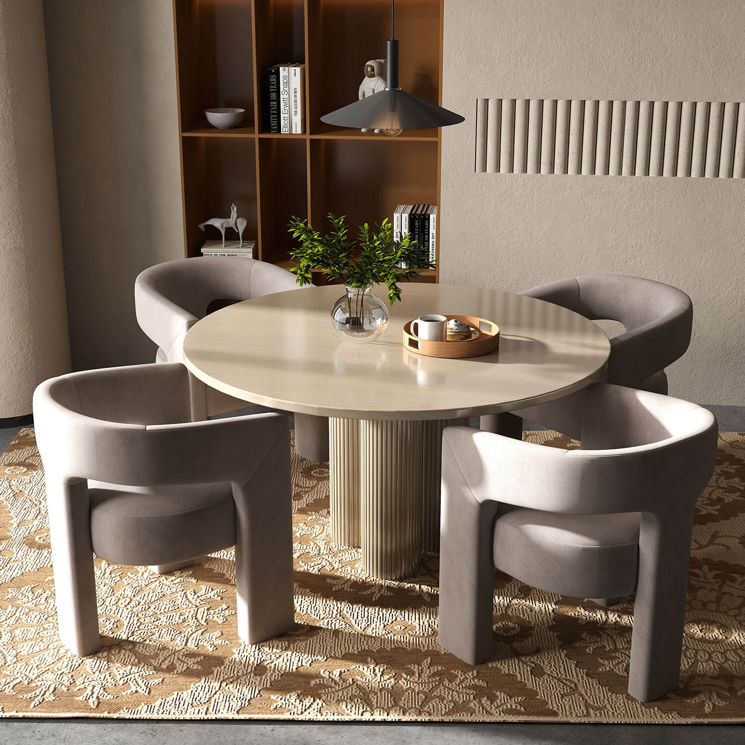 SEYNAR Modern Glam Velvet Upholstered Dining Chair, Open-Back Accent Chair