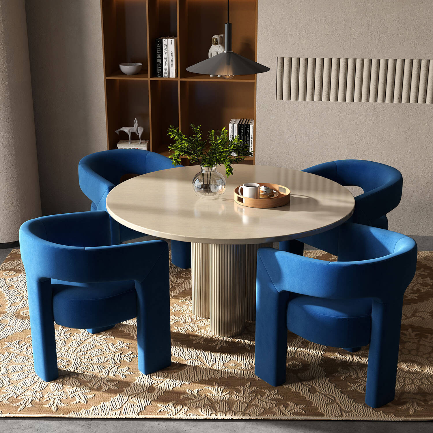 SEYNAR Modern Glam Velvet Upholstered Dining Chair, Open-Back Accent Chair