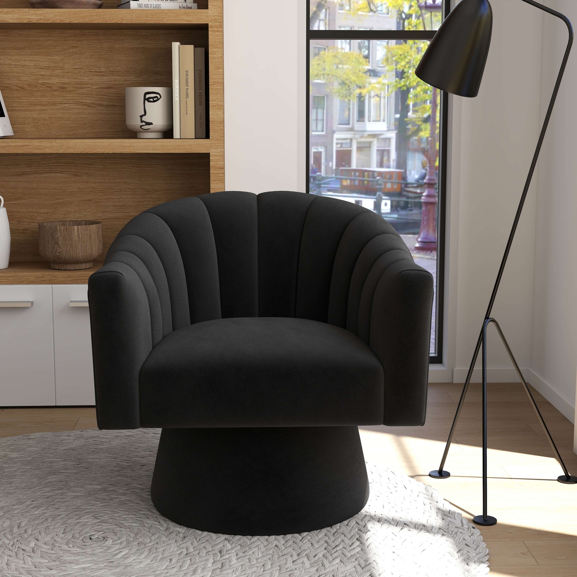 SEYNAR Modern Glam Velvet Upholstered Round Swivel Accent Arm Barrel Chair for Living Room(Single/Set of 2)