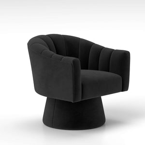 SEYNAR Modern Glam Velvet Upholstered Round Swivel Accent Arm Barrel Chair for Living Room(Single/Set of 2)