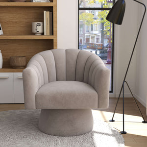 SEYNAR Modern Glam Velvet Upholstered Round Swivel Accent Arm Barrel Chair for Living Room(Single/Set of 2)