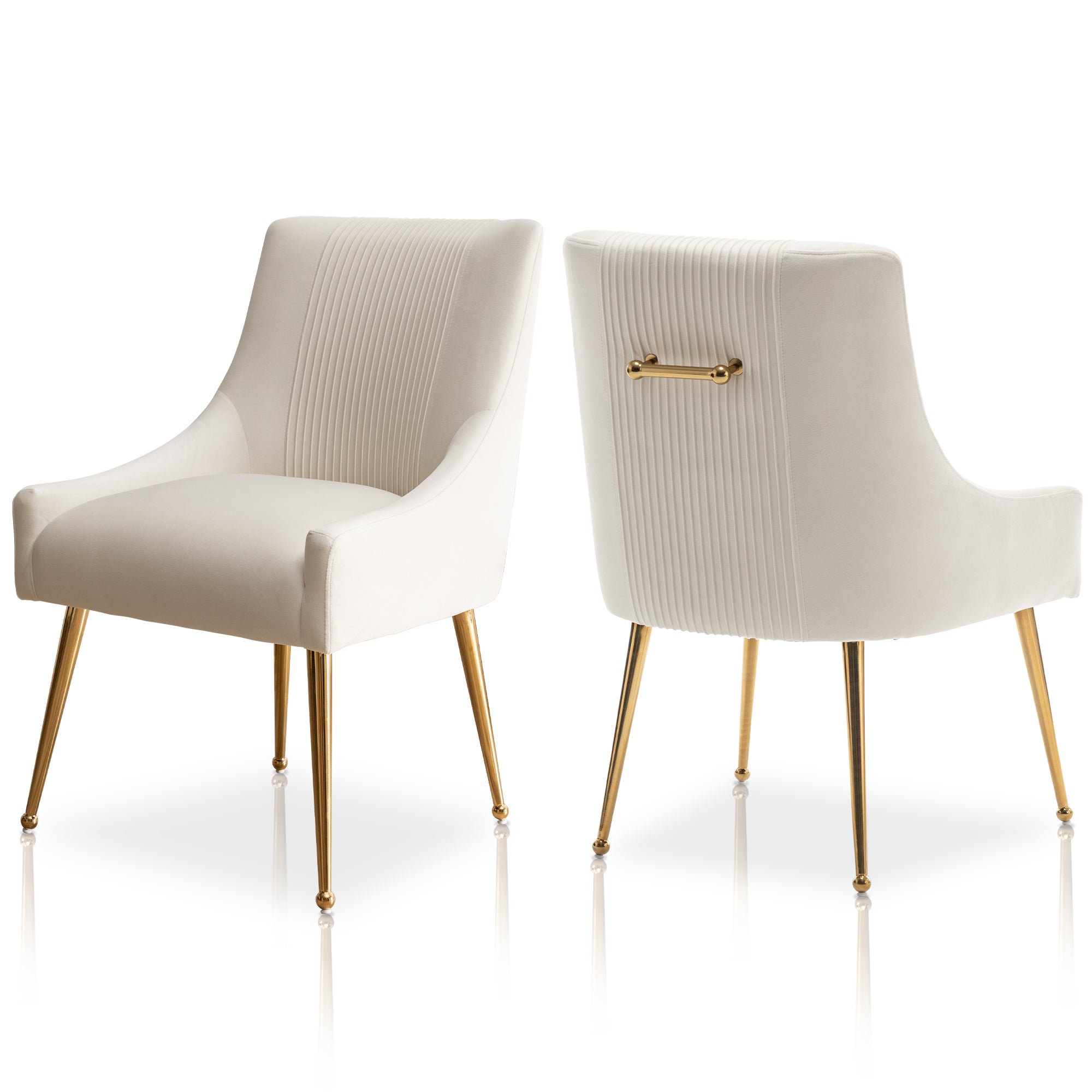 SEYNAR Modern Dining Chairs, Velvet Upholstered Dining Room Chairs with Gold Legs,Tufted Accent Chair Set of 2 for Reception Room Living Room Study Room