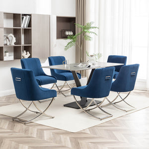 SEYNAR Contempoary Velvet Dining Chair Set of 2/4/6 with Metal Frame Legs and Back Pull