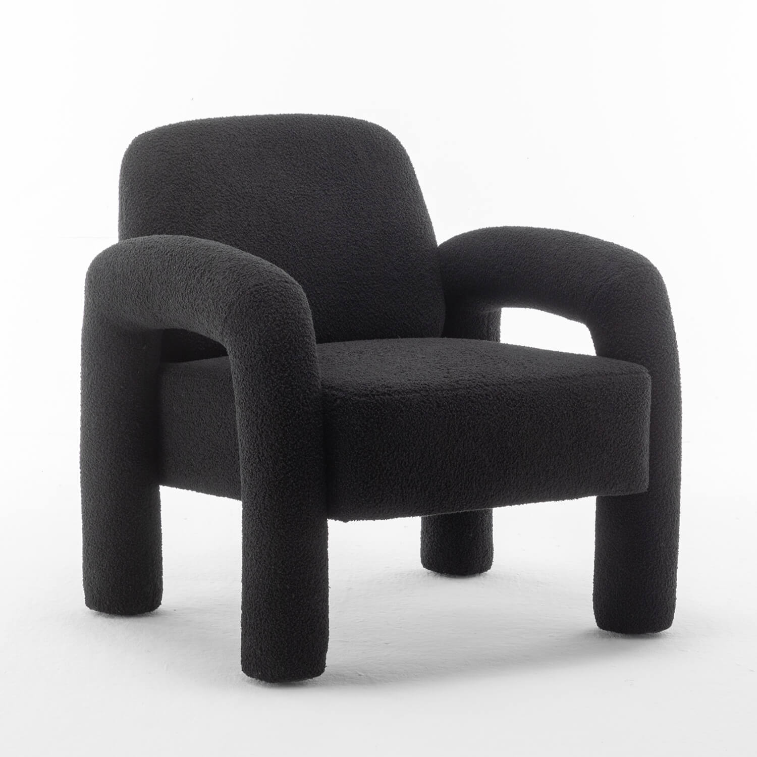 SEYNAR Modern Teddy Fabric Accent Chair with Sleek Legs (Single/Set of 2)