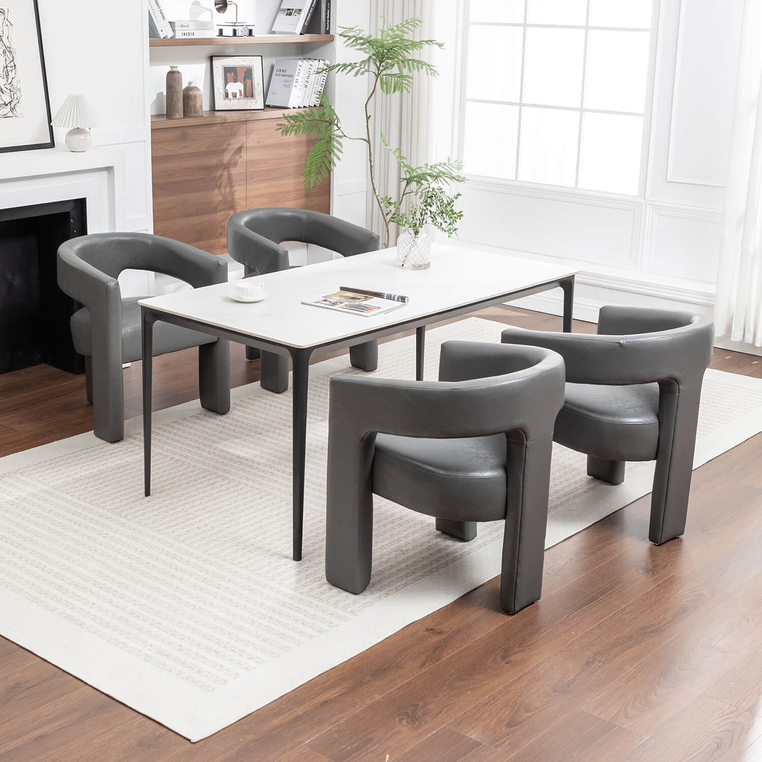 SEYNAR Modern Glam PU Leather Upholstered Dining Chair