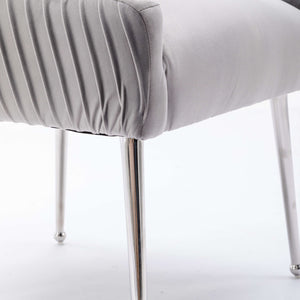 SEYNAR Modern Velvet Pleated Finish Back Dining Chair Set of 2/4/6 with Rear Handle