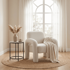 SEYNAR Modern Teddy Fabric Accent Chair with Sleek Legs (Single/Set of 2)