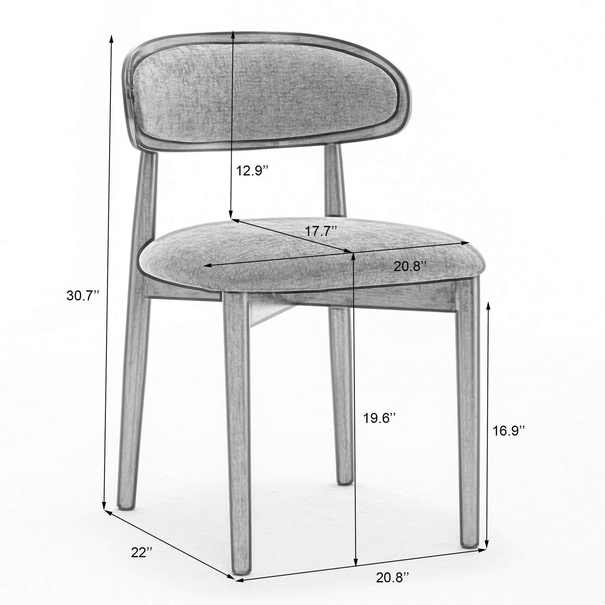 SEYNAR Set of 2/4/6 Mid-Century Modern Chenille Dining Chairs with Solid Wood Frame