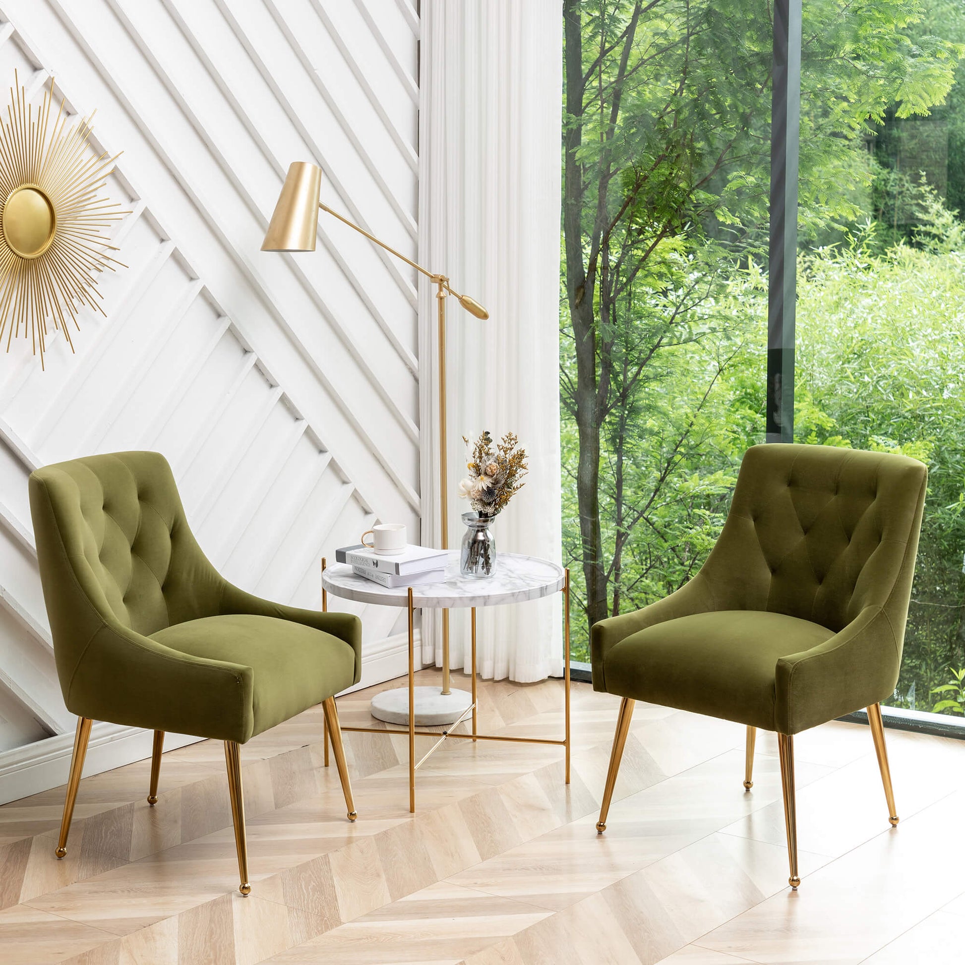 SEYNAR Modern Dining Chairs Set of 2/4/6, Upholstered Accent Chair Tufted Back Armless Chair with Back Pull