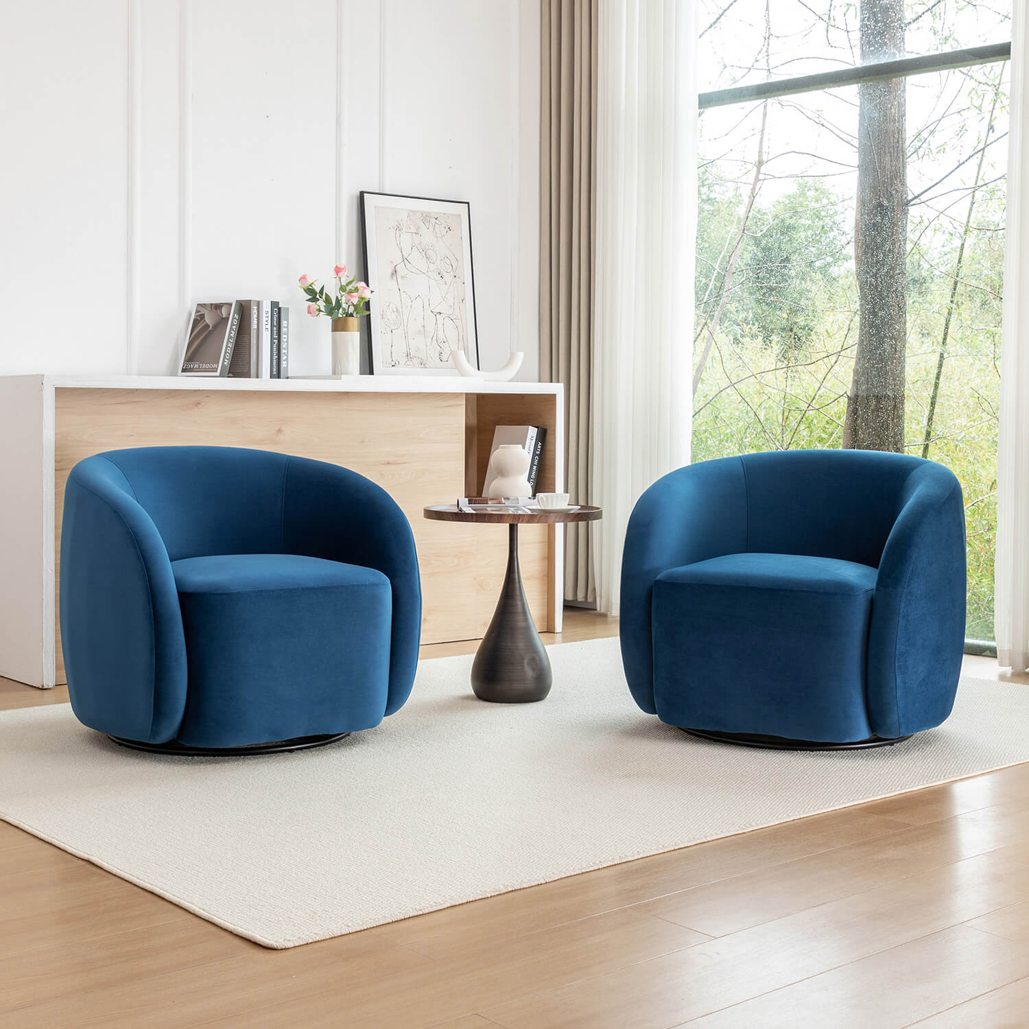 SEYNAR Modern Glam Velvet Upholstered 360 Degree Swivel Accent Armchair, 1 Chair or Set of 2