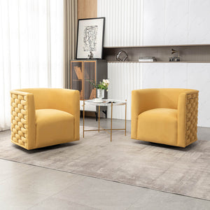 SEYNAR Modern Glam Velvet Upholstered 360 Degree Swivel Barrel Chair