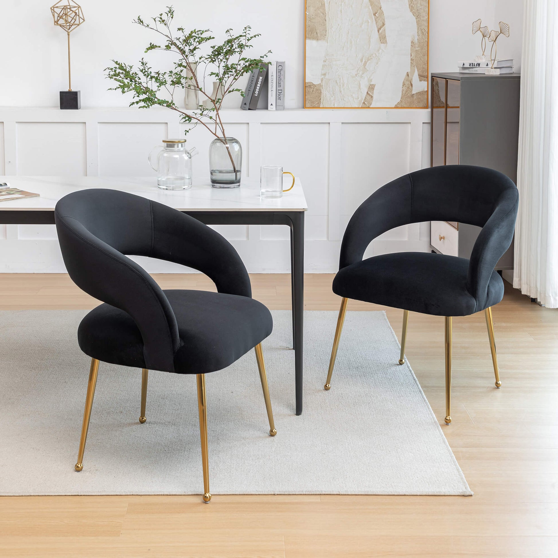 SEYNAR Mid Century Modern Velvet Upolstered Open-Back Dining Chair Set of 2/4/6