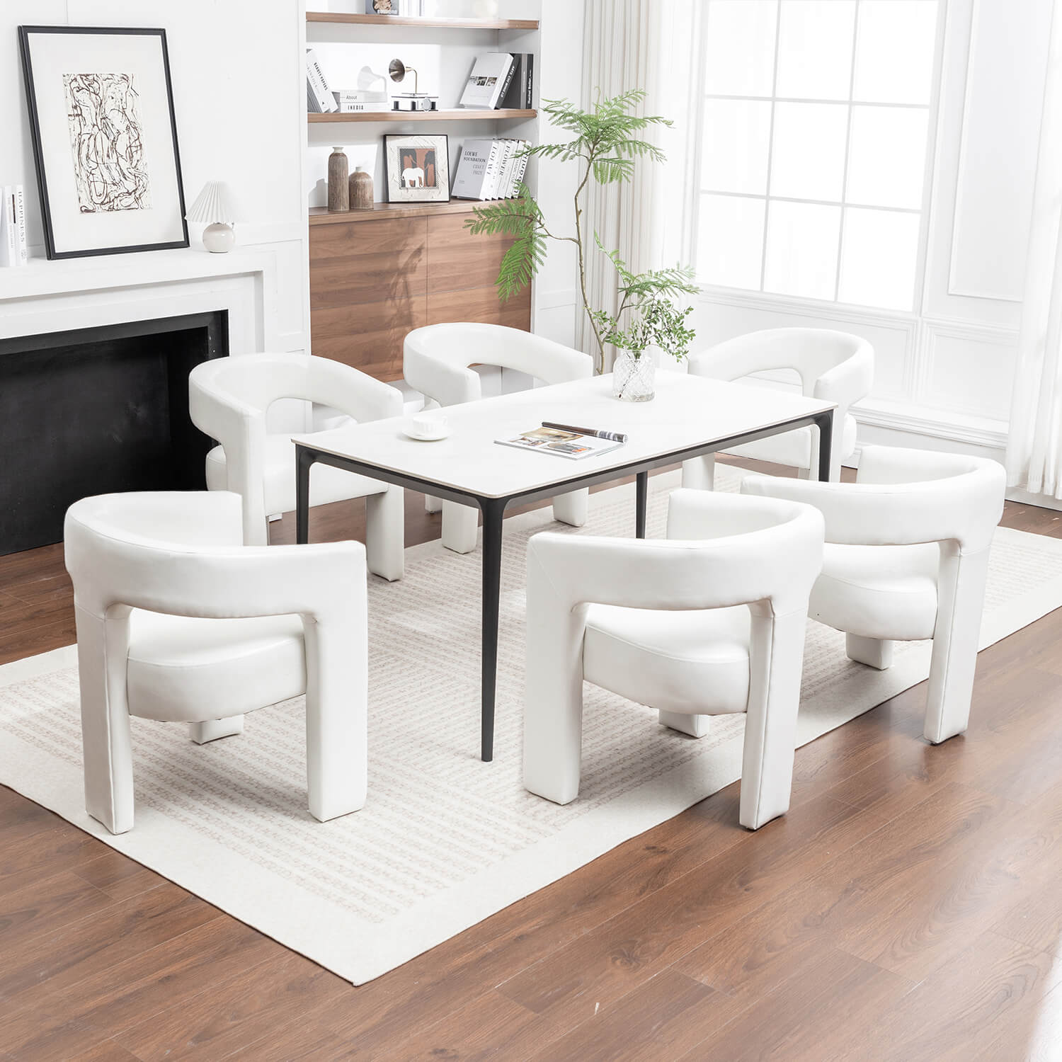 SEYNAR Modern Glam PU Leather Upholstered Dining Chair