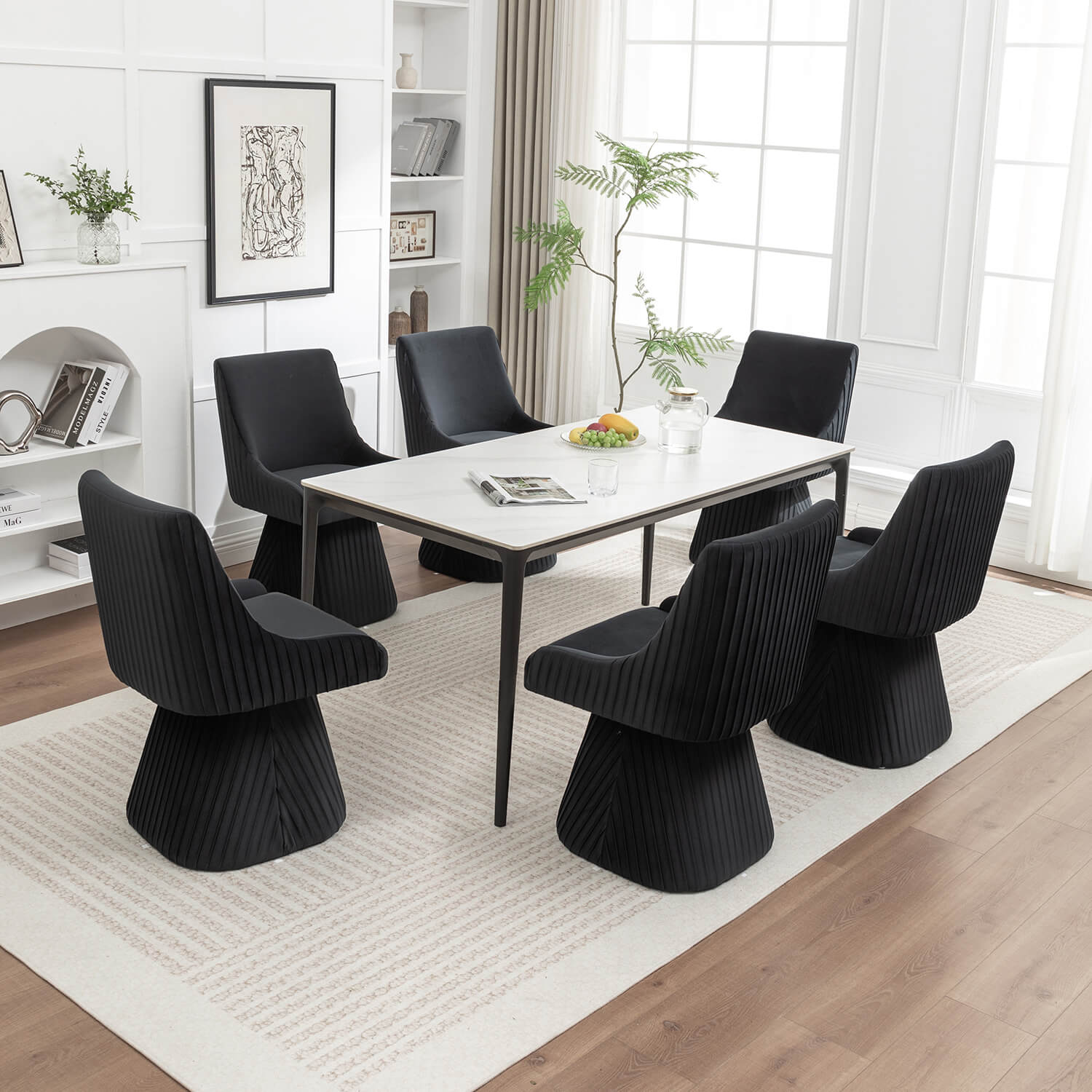 SEYNAR Modern Velvet 360 Degree Swivel Armless Dining chair(Single/Set of 2/4/6)