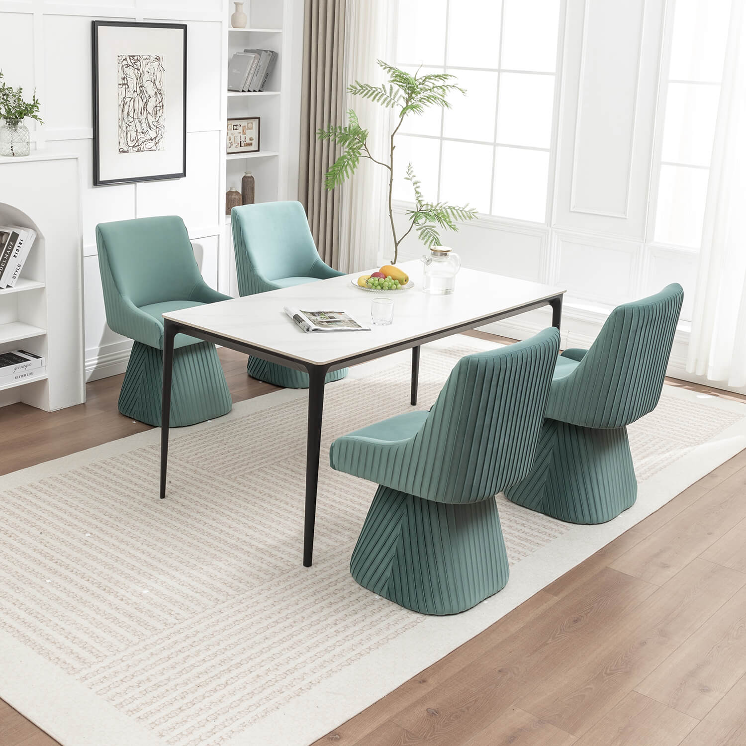 SEYNAR Modern Velvet 360 Degree Swivel Armless Dining chair(Single/Set of 2/4/6)
