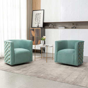 SEYNAR Modern Glam Velvet Upholstered 360 Degree Swivel Barrel Chair