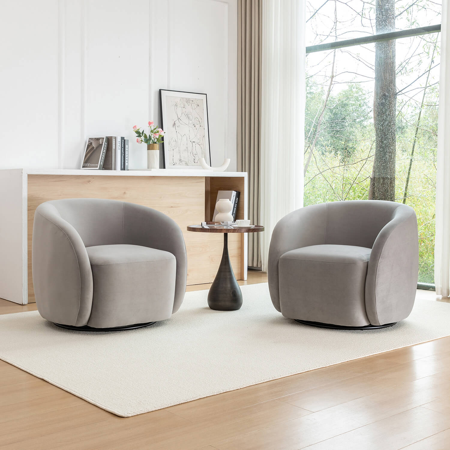 SEYNAR Modern Glam Velvet Upholstered 360 Degree Swivel Accent Armchair, 1 Chair or Set of 2