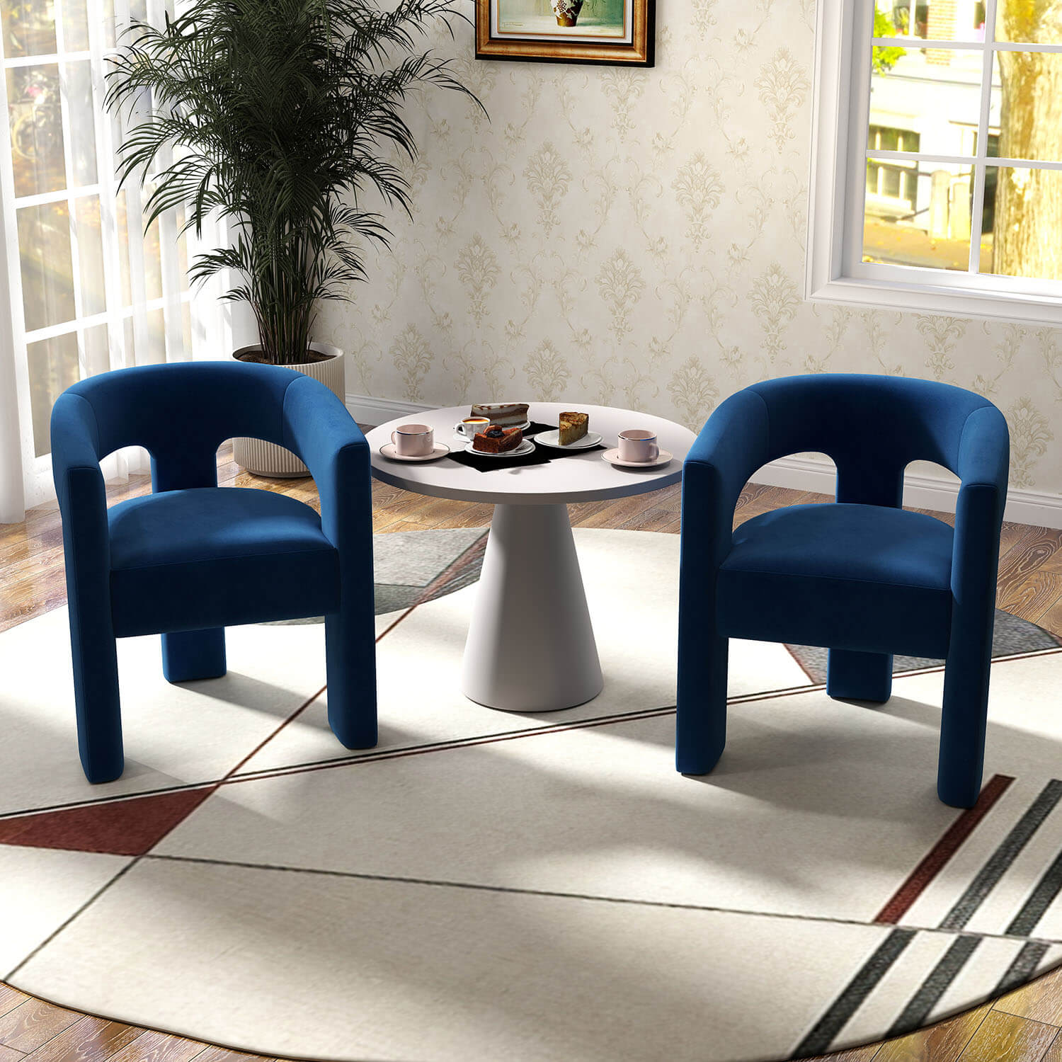 SEYNAR Modern Glam Velvet Upholstered Dining Chair, Open-Back Accent Chair