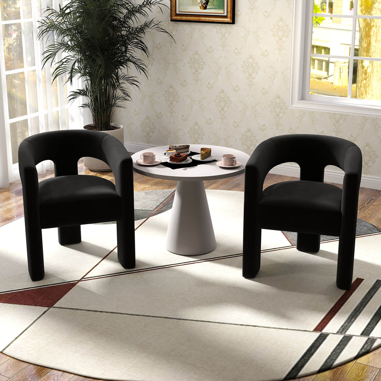 SEYNAR Modern Glam Velvet Upholstered Dining Chair, Open-Back Accent Chair