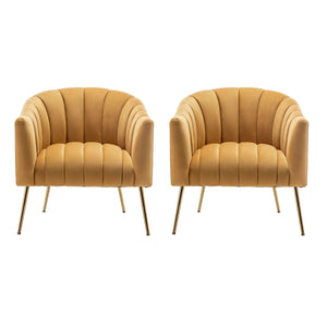 SEYNAR Modern Velvet Accent Chair,Round Upholstered Barrel Chair for Living Room
