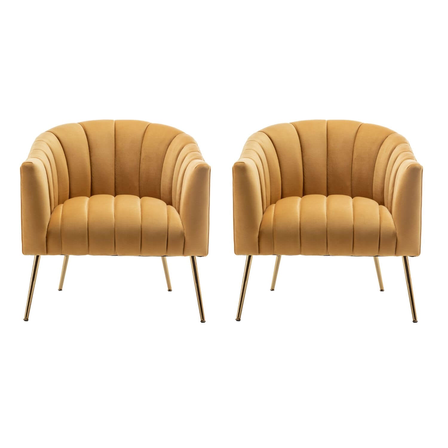 SEYNAR Modern Velvet Accent Chair,Round Upholstered Barrel Chair for Living Room