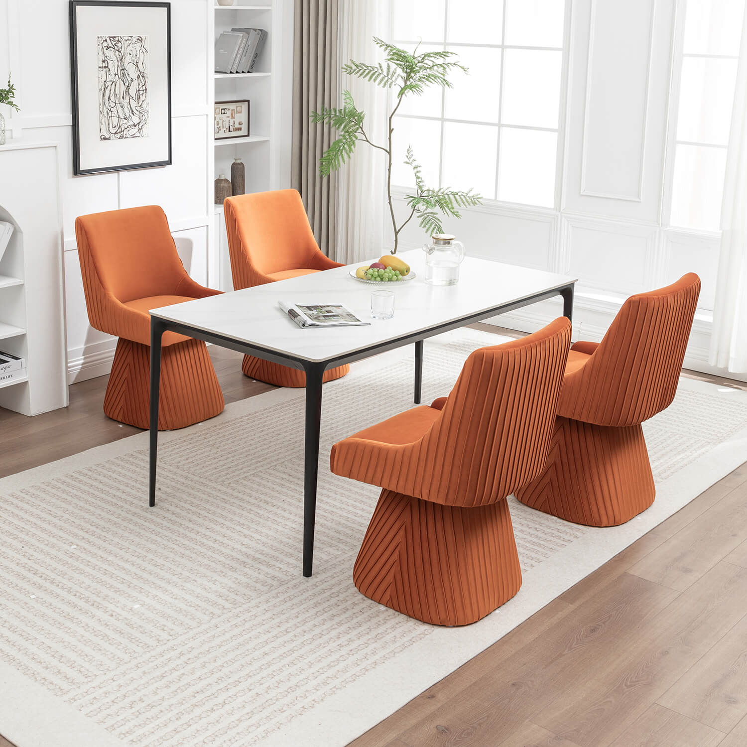 SEYNAR Modern Velvet 360 Degree Swivel Armless Dining chair(Single/Set of 2/4/6)