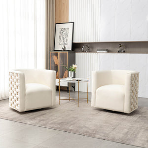 SEYNAR Modern Glam Velvet Upholstered 360 Degree Swivel Barrel Chair