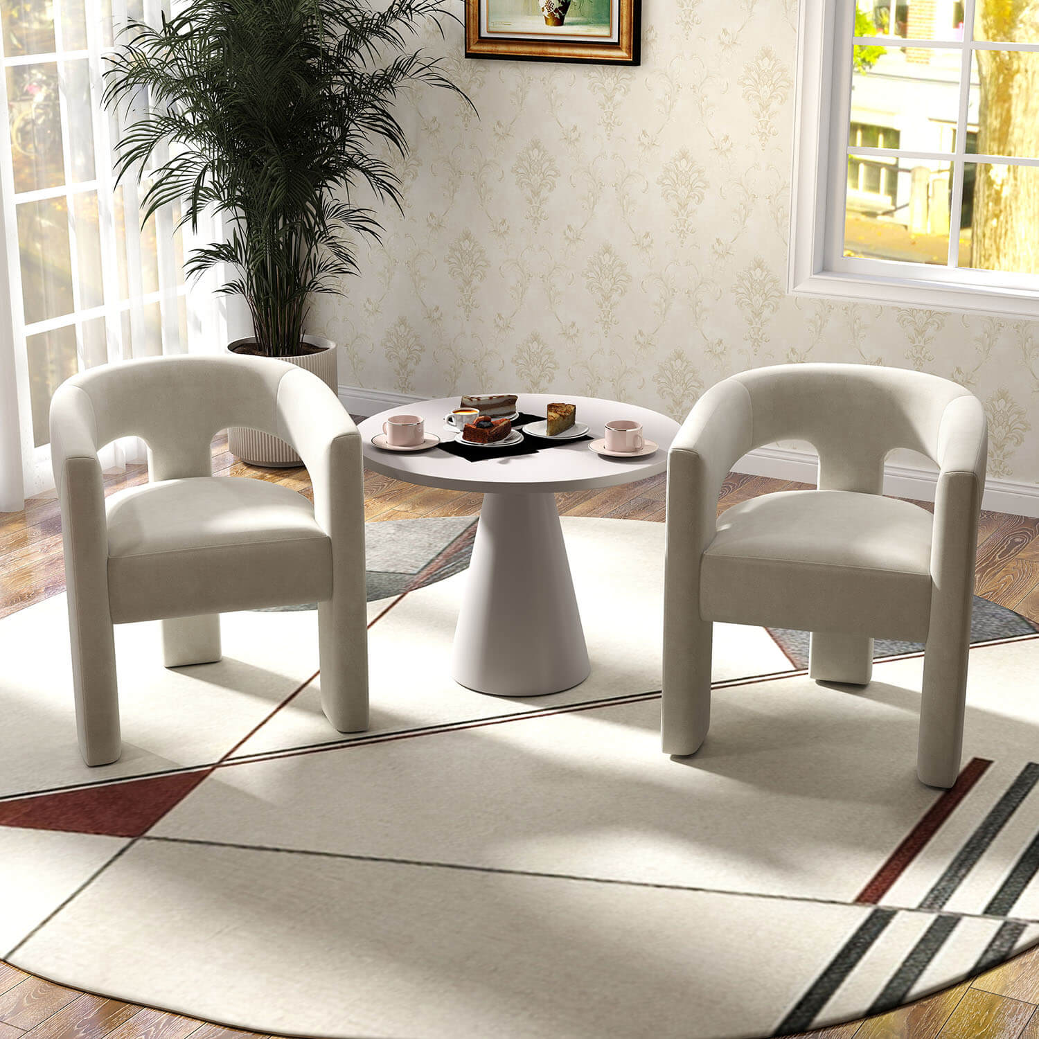 SEYNAR Modern Glam Velvet Upholstered Dining Chair, Open-Back Accent Chair