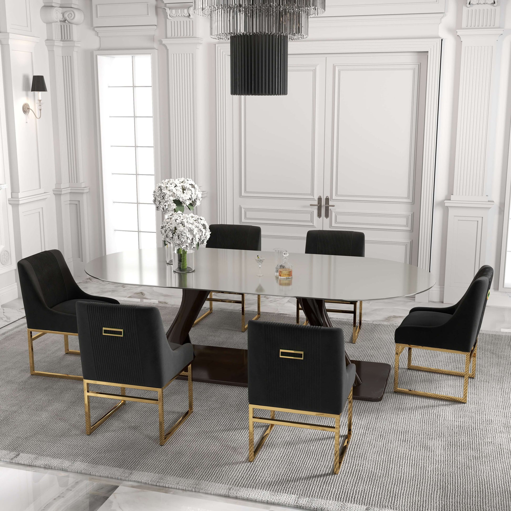SEYNAR Contempoary Velvet Dining Chair with Metal Frame Legs, set of 2/4/6/8