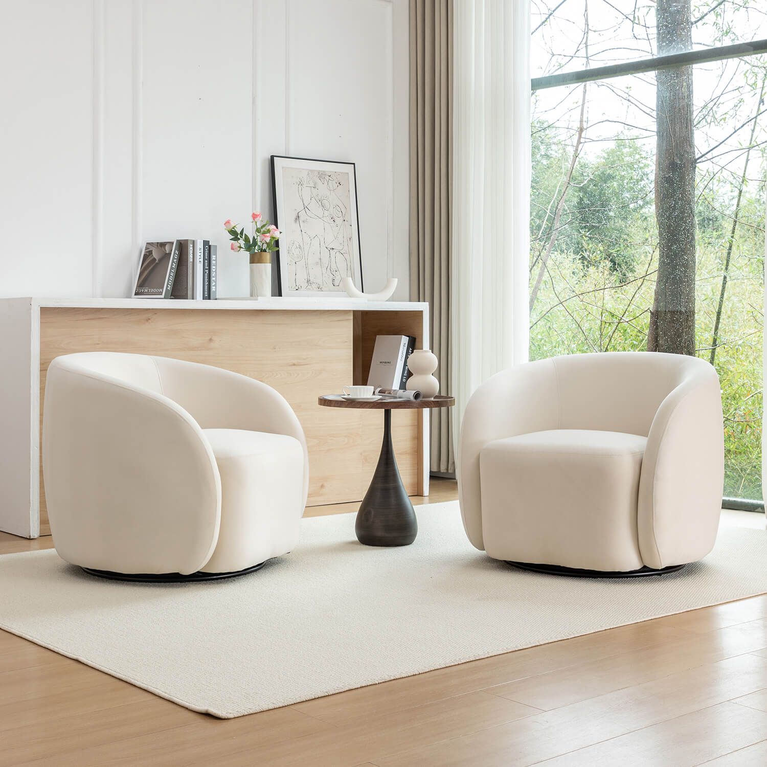 SEYNAR Modern Glam Velvet Upholstered 360 Degree Swivel Accent Armchair, 1 Chair or Set of 2