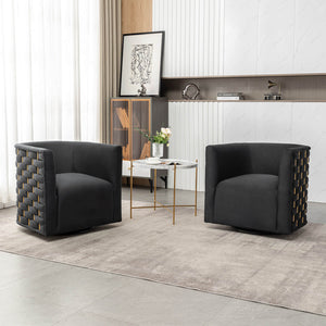 SEYNAR Modern Glam Velvet Upholstered 360 Degree Swivel Barrel Chair