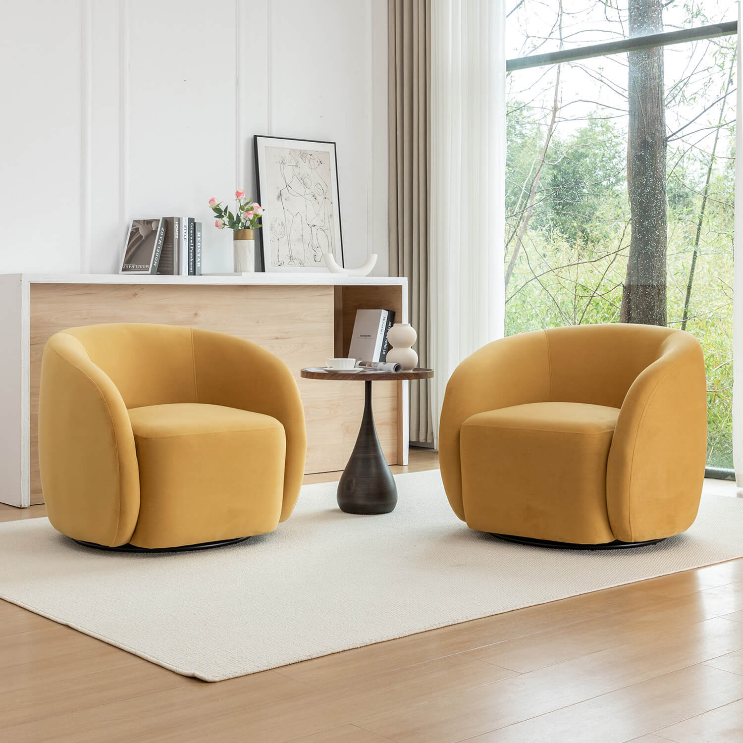 SEYNAR Modern Glam Velvet Upholstered 360 Degree Swivel Accent Armchair, 1 Chair or Set of 2