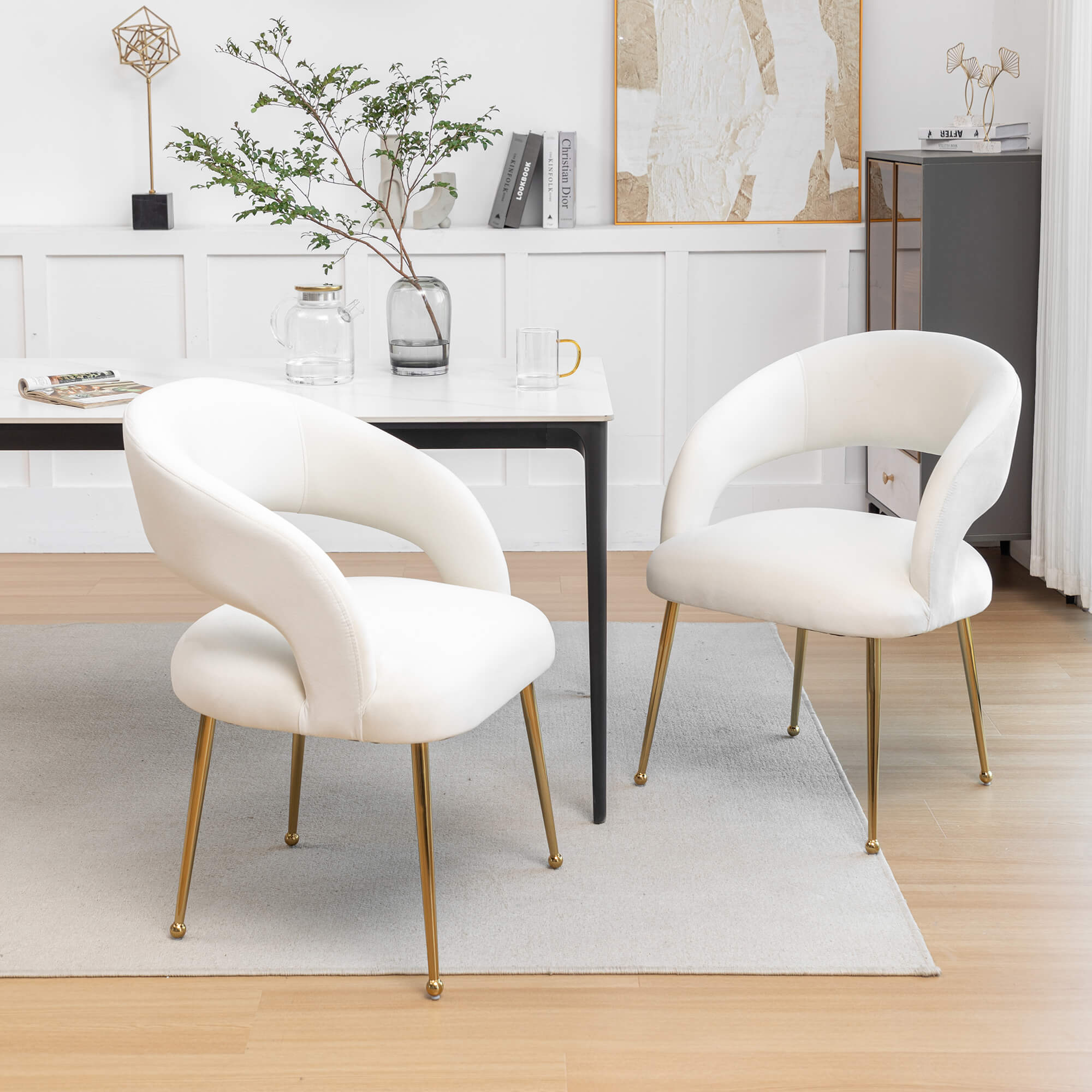 SEYNAR Mid Century Modern Velvet Upolstered Open-Back Dining Chair Set of 2/4/6