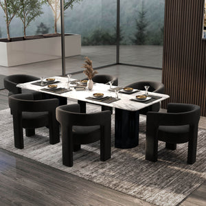 SEYNAR Modern Glam Velvet Upholstered Dining Chair, Open-Back Accent Chair